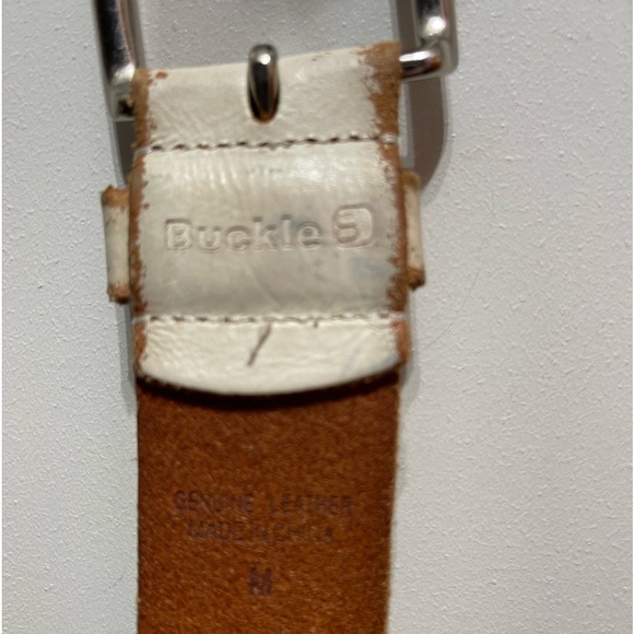 The Buckle white and tan genuine leather belt. Size medium. - Picture 2 of 3